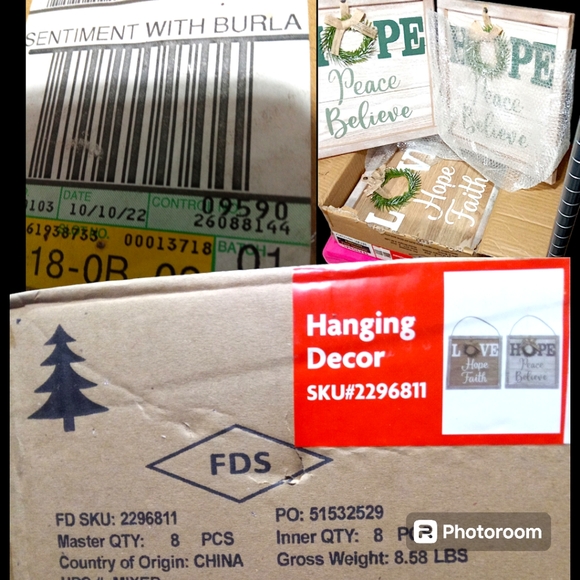 Sentiment with Burlap Bow Wreath Wall Decor, 12"×12" frame, (HOPE/LOVE) … - Picture 7 of 7